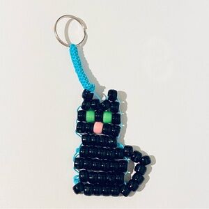Black Cat 🐈⬛ Beaded Keychain Handcrafted by Me